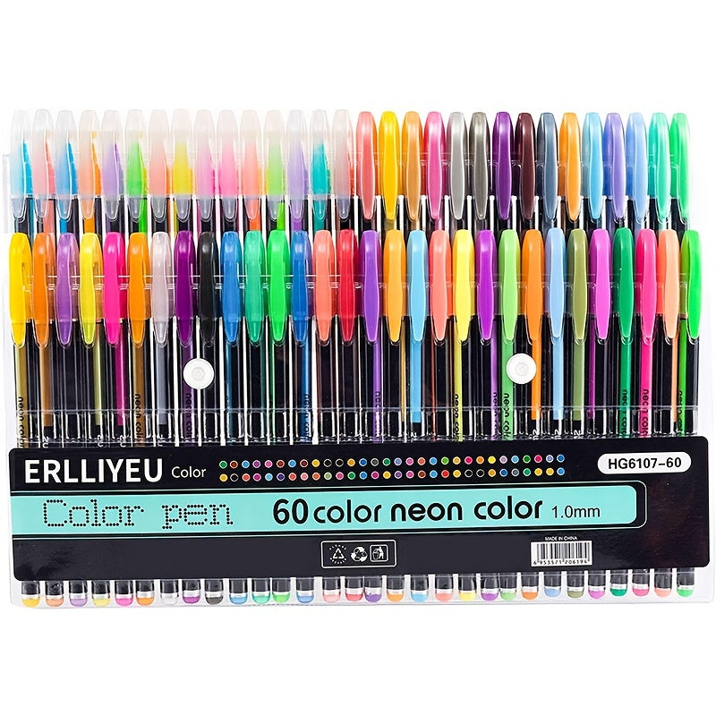 60 Unique Colored Gel Pens Set - Cyprus.