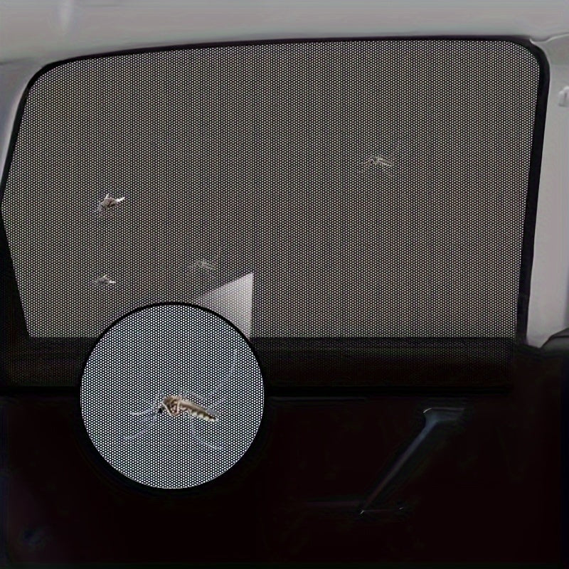 4pcs Car Anti-Mosquito Screen Window, Car Sunshade, Car Window Anti-mosquito Net, Car Curtain Sunshade Sunscreen Net