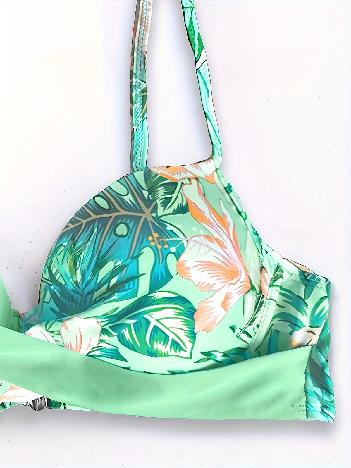 Tropical Print Underwire Bikini Set with Cross-Back Design