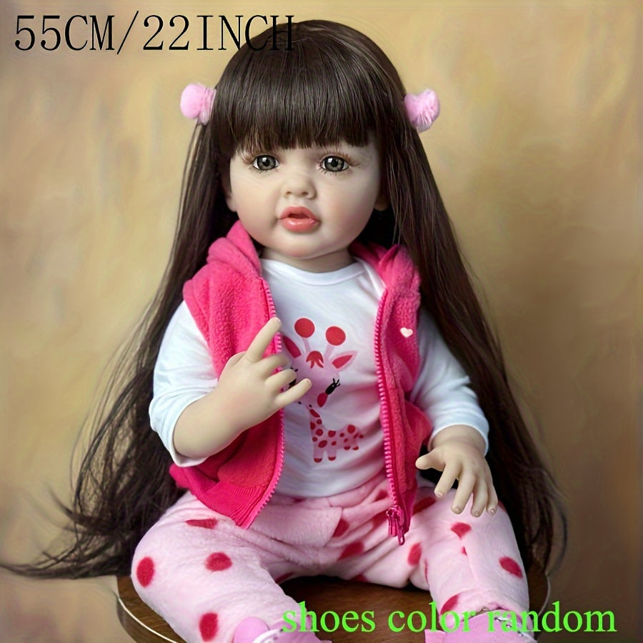 22&quot; Full Silicone Reborn Baby Girl Doll, Vinyl Bath Toy