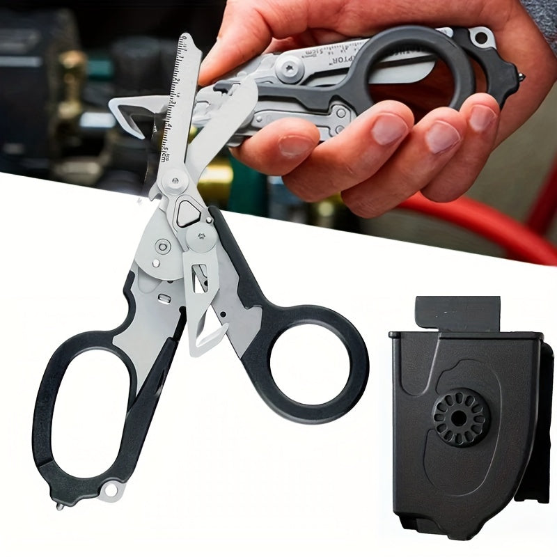 Tactical Stainless Steel Folding Scissors with Ergonomic Design