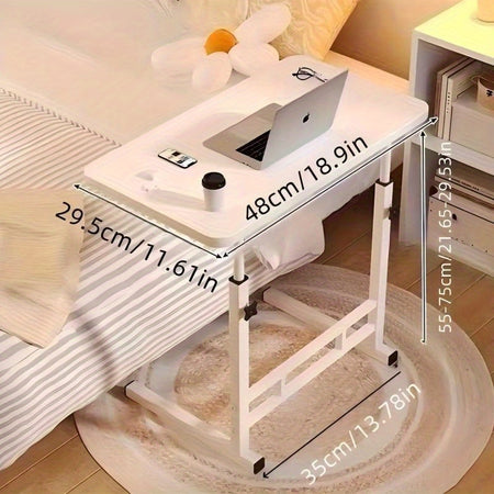 KC5057824 Mobile Computer Desk &ndash; Adjustable 3-Tier Metal Warm White / mini (without wheels)