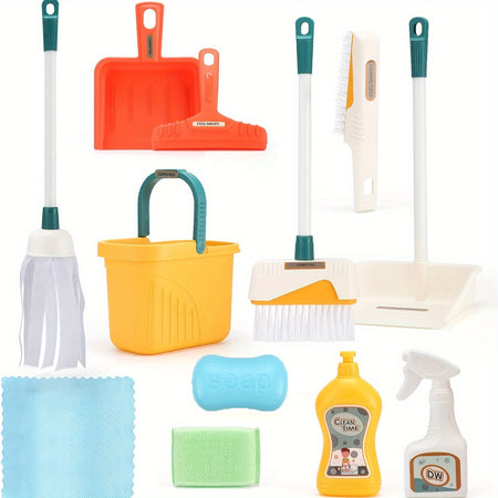 Kids Detachable Cleaning Set - Toy Sweep, Mop, and Dustpan