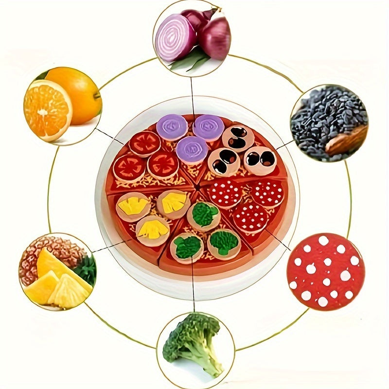 Wooden Simulation Vegetable Mushroom Pizza Cut Into Pieces Play House Toys