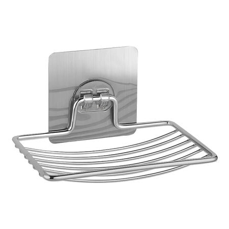 1-10Pcs Soap Rack Stainless Steel Punch-free Wall Hanging Sucker Soap Box Bar Soap Sponge Holder Adhesive Soap Dish for Bathroom Stainless Steel / 6PCS