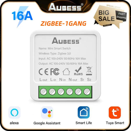 1/2/3/4 CH 10A/16A Tuya DIY Zigbee Smart Switch 2-Way Control Light Relay Smart Home Works With Alexa Google Home Alice