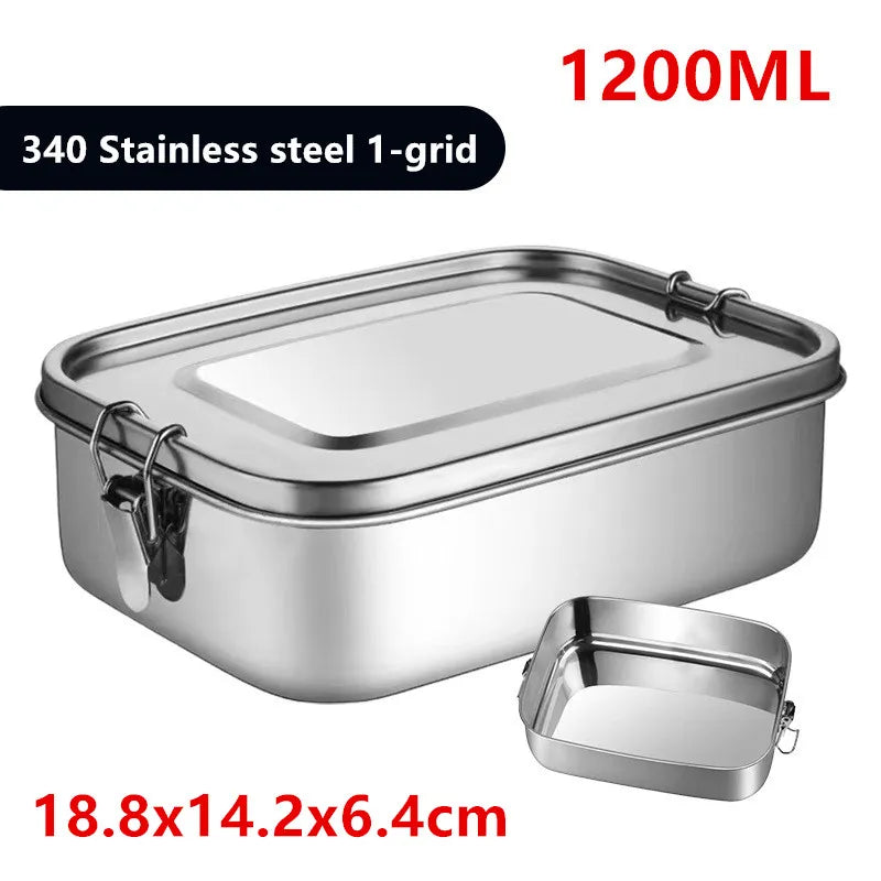 1/2/3 Grids 304 Stainless Steel Lunch Box Food Container Bento Box Top Grade Snack Storage Compartment Lunch Box Kitchenware 1200ML 1 Gird