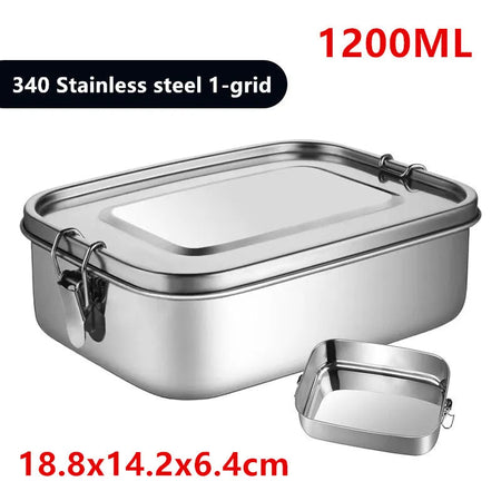 1/2/3 Grids 304 Stainless Steel Lunch Box Food Container Bento Box Top Grade Snack Storage Compartment Lunch Box Kitchenware 1200ML 1 Gird