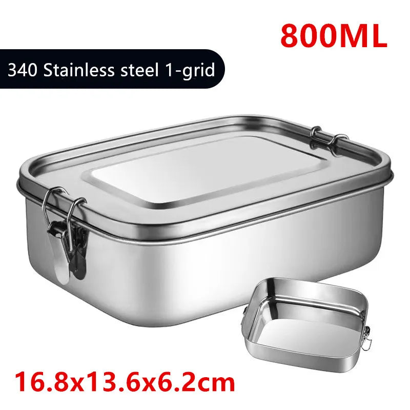 1/2/3 Grids 304 Stainless Steel Lunch Box Food Container Bento Box Top Grade Snack Storage Compartment Lunch Box Kitchenware 800ML 1 Gird