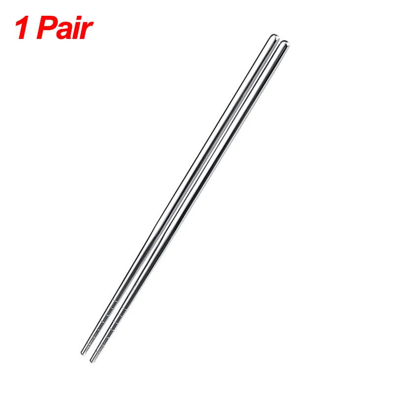 1/2/5 Pairs Chinese Chopsticks Stainless Steel Non-slip Sushi Chopstick Korean Japanese Food Metal Sticks Kitchen Tableware Set 1 pair