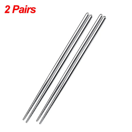 1/2/5 Pairs Chinese Chopsticks Stainless Steel Non-slip Sushi Chopstick Korean Japanese Food Metal Sticks Kitchen Tableware Set 2 pairs