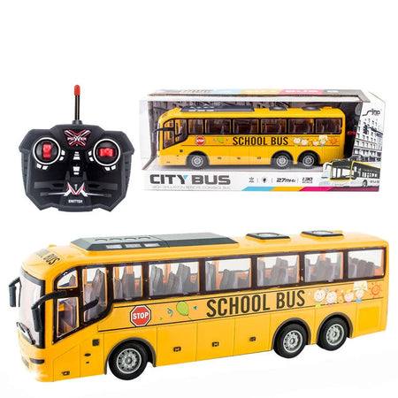 1/30 Rc Bus Electric Remote Control Car with Light Tour Bus School City Model 27Mhz Radio Controlled Machine Toys for Boys Kids YELLOW