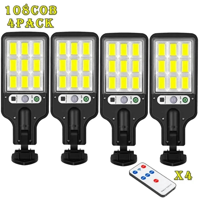 1~4pcs Solar Lights Outdoor With 3 Mode Waterproof Motion Sensor Security Lighting LED Wall Street Lamp for Garden 108/117COB 108COB 4pcak