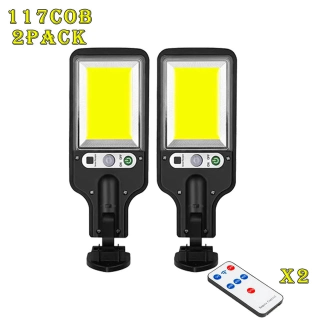 1~4pcs Solar Lights Outdoor With 3 Mode Waterproof Motion Sensor Security Lighting LED Wall Street Lamp for Garden 108/117COB 117COB 2pcak