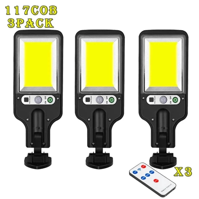 1~4pcs Solar Lights Outdoor With 3 Mode Waterproof Motion Sensor Security Lighting LED Wall Street Lamp for Garden 108/117COB 117COB 3pcak