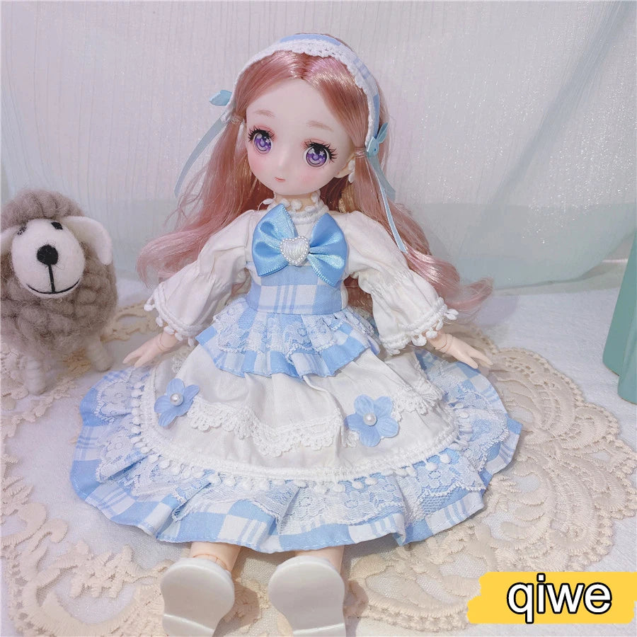 1/6 Bjd Anime Dolls For kids Girls 6 to 9 Years and 7 to 10 Years Ball-jointed Comic Face Doll 30cm with Dresses Toy for Girls qiwe / Doll and clothes / CHINA