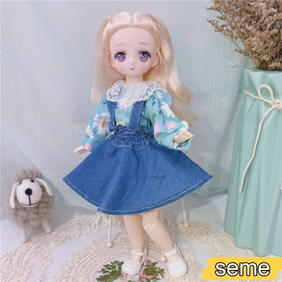 1/6 Bjd Anime Dolls For kids Girls 6 to 9 Years and 7 to 10 Years Ball-jointed Comic Face Doll 30cm with Dresses Toy for Girls seme / Doll and clothes / CHINA