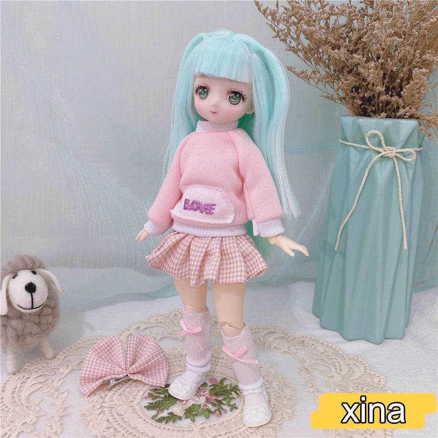 1/6 Bjd Anime Dolls For kids Girls 6 to 9 Years and 7 to 10 Years Ball-jointed Comic Face Doll 30cm with Dresses Toy for Girls xina / Doll and clothes / CHINA