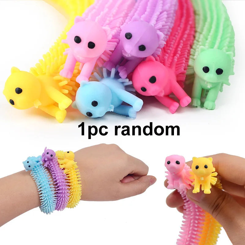 1-6PCS Funny Unicorn Pull Worm Noodle Fidget Toys Stretch String TPR Rope Anti Stress Toys String Stress Relief Autism Vent Toy 1pc dog