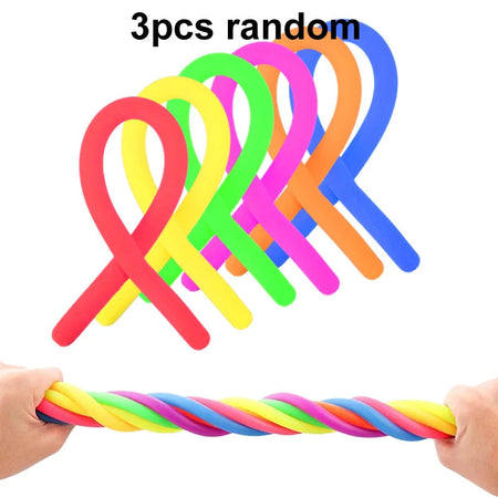 1-6PCS Funny Unicorn Pull Worm Noodle Fidget Toys Stretch String TPR Rope Anti Stress Toys String Stress Relief Autism Vent Toy 3pcs big noodles