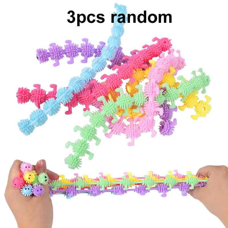 1-6PCS Funny Unicorn Pull Worm Noodle Fidget Toys Stretch String TPR Rope Anti Stress Toys String Stress Relief Autism Vent Toy 3pcs caterpillar