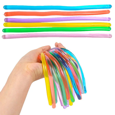 1-6PCS Funny Unicorn Pull Worm Noodle Fidget Toys Stretch String TPR Rope Anti Stress Toys String Stress Relief Autism Vent Toy