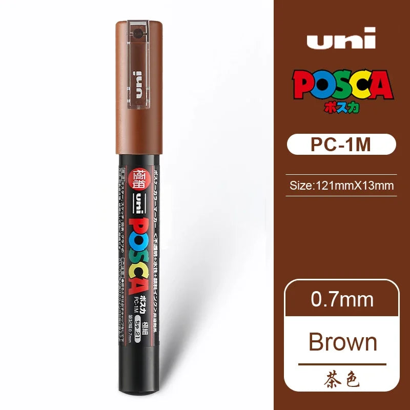 1 UNI Ball POSCA PC-1M Marker Pen POP Poster Pen/Graffiti Advertisement 0.7mm Art Stationery Multi-color Optional Art Supplies Brown