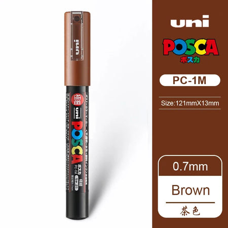 1 UNI Ball POSCA PC-1M Marker Pen POP Poster Pen/Graffiti Advertisement 0.7mm Art Stationery Multi-color Optional Art Supplies Brown