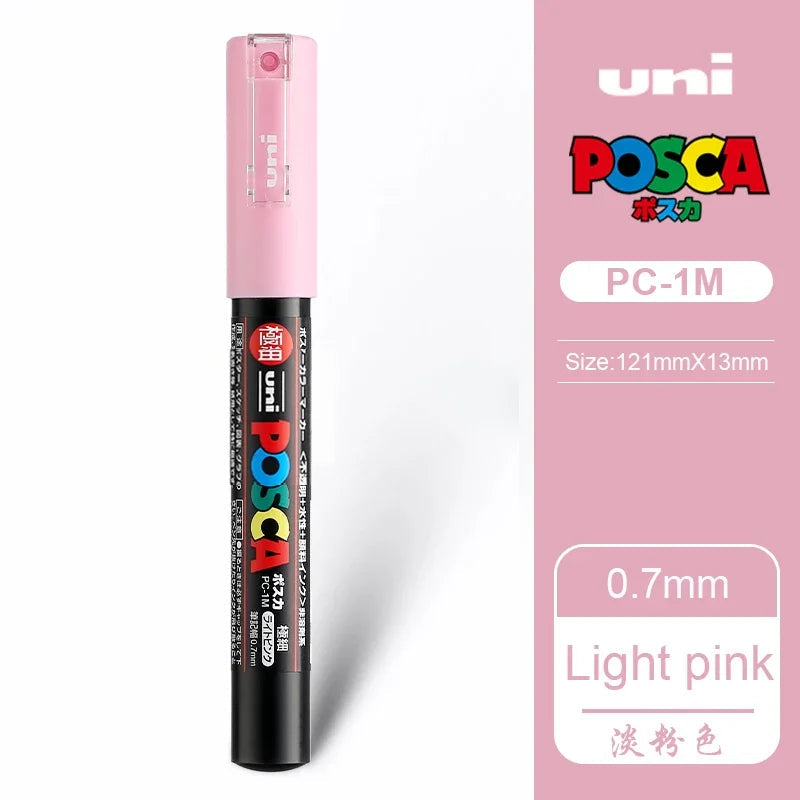 1 UNI Ball POSCA PC-1M Marker Pen POP Poster Pen/Graffiti Advertisement 0.7mm Art Stationery Multi-color Optional Art Supplies Light pink