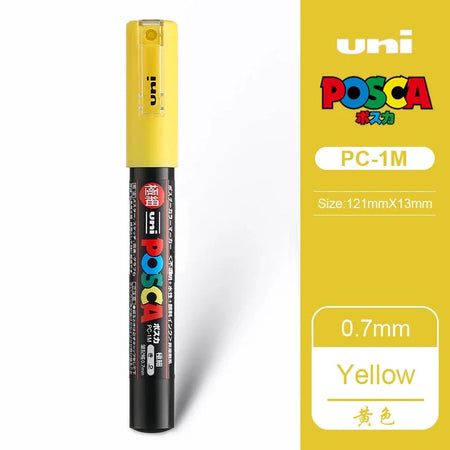 1 UNI Ball POSCA PC-1M Marker Pen POP Poster Pen/Graffiti Advertisement 0.7mm Art Stationery Multi-color Optional Art Supplies Yellow
