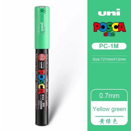 1 UNI Ball POSCA PC-1M Marker Pen POP Poster Pen/Graffiti Advertisement 0.7mm Art Stationery Multi-color Optional Art Supplies Yellow green
