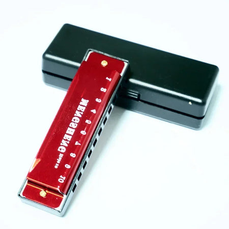 10 Hole Harmonica Key C - Fun for Beginners!  Red / CHINA