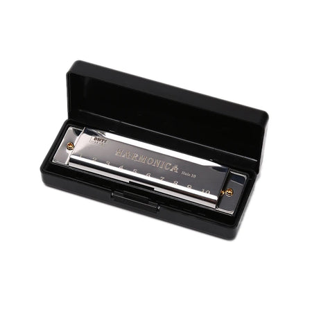10-Hole Titanium Blues Harmonica for Beginners &amp;amp; Students silver