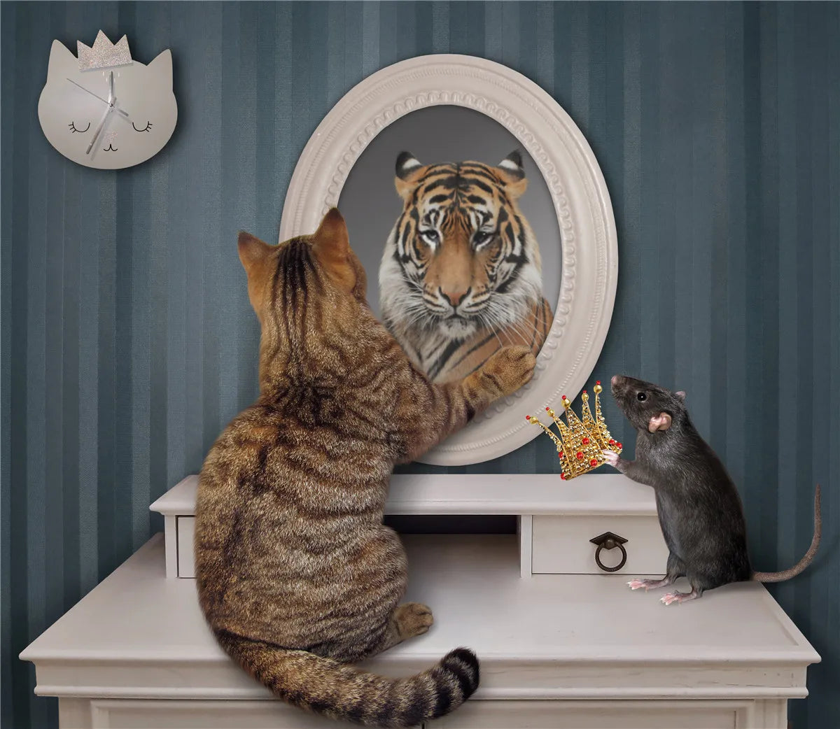 100 Pieces Jigsaw Puzzle Assembling Picture Dog Animals Decompression Puzzles Toy for Adult Children Kids Educational Gifts 108 Cat and Tiger