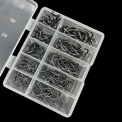 100pcs High Carbon Steel High Hardness Fishing Hook Fly Fishing Tools Fishing Tackle 3# 4# 5# 6# 7# 8# 9# 10# 11# 12# Black
