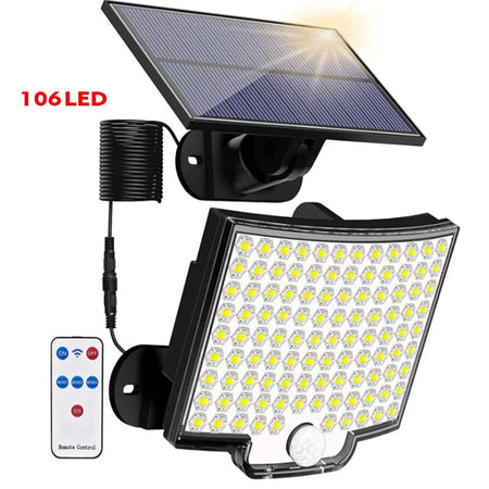106LED Solar Light Outdoor Waterproof with Motion Sensor Floodlight Remote Control 3 Modes for Patio Garage Backyard New Package 106LED 1PC / Solar Lamp