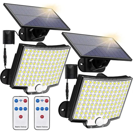 106LED Solar Light Outdoor Waterproof with Motion Sensor Floodlight Remote Control 3 Modes for Patio Garage Backyard New Package 106LED 2PCS / Solar Lamp