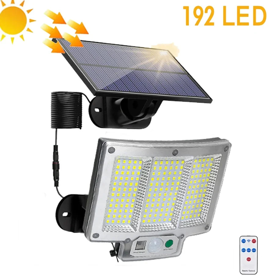 106LED Solar Light Outdoor Waterproof with Motion Sensor Floodlight Remote Control 3 Modes for Patio Garage Backyard New Package 192LED / Solar Lamp