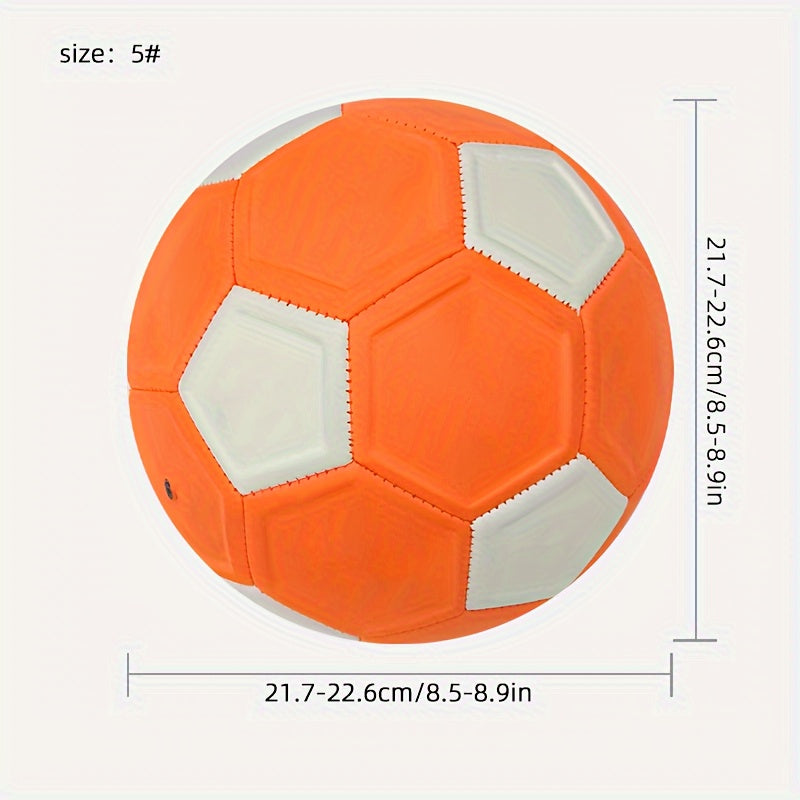 Curved Orange EVA Soccer Ball, Size 5 - Durable for Youth Training &amp; Games