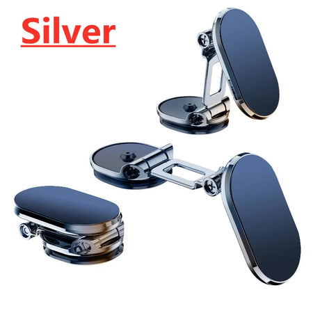 1080 Rotatable Magnetic Car Phone Holder Magnet Smartphone Support GPS Foldable Phone Bracket in Car For iPhone Samsung Xiaomi Silver