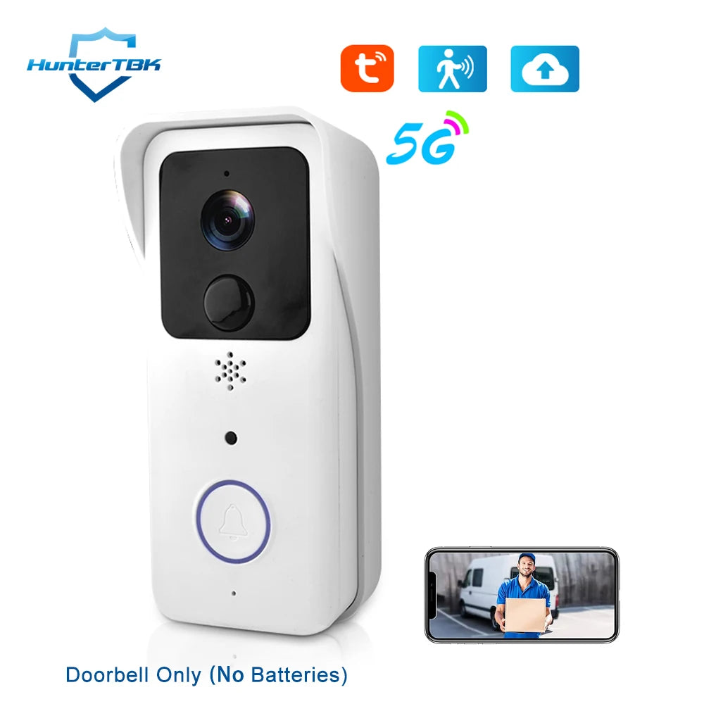 1080P Video Doorbell 5G 2.4G WiFi Wireless Door Bell Night Vision Tuya Smart APP PIR Recording AC/DC Power Ring Camera Bell