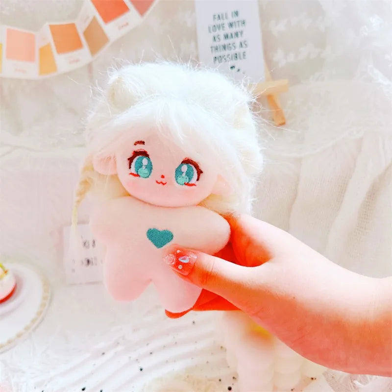 10cm Cute Sweet Cherry Red Set Plush Doll Kawaii Stuffed Soft Idol Cotton Doll DIY Clothes Accessory for Girls Kids Fans Gifts 10cm white hair doll / fit 10cm doll