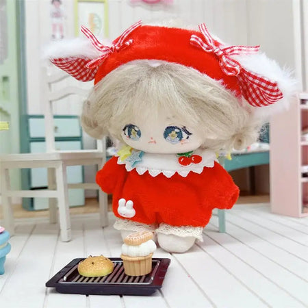 10cm Cute Sweet Cherry Red Set Plush Doll Kawaii Stuffed Soft Idol Cotton Doll DIY Clothes Accessory for Girls Kids Fans Gifts