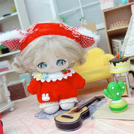 10cm Cute Sweet Cherry Red Set Plush Doll Kawaii Stuffed Soft Idol Cotton Doll DIY Clothes Accessory for Girls Kids Fans Gifts