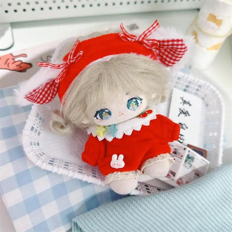 10cm Cute Sweet Cherry Red Set Plush Doll Kawaii Stuffed Soft Idol Cotton Doll DIY Clothes Accessory for Girls Kids Fans Gifts