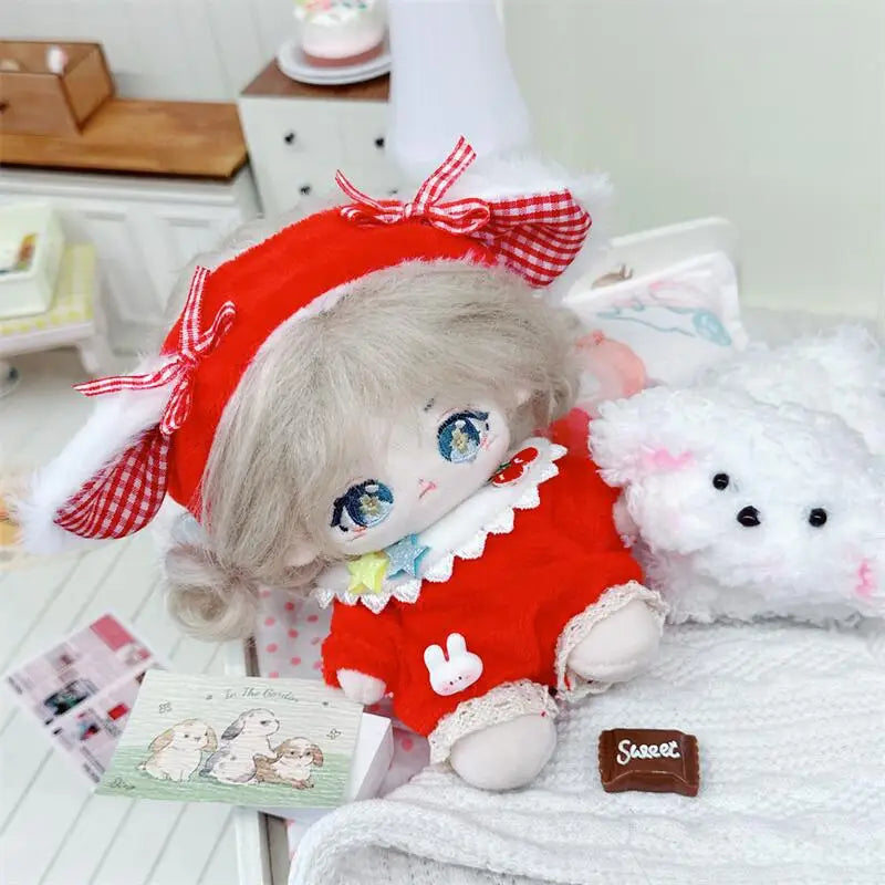 10cm Cute Sweet Cherry Red Set Plush Doll Kawaii Stuffed Soft Idol Cotton Doll DIY Clothes Accessory for Girls Kids Fans Gifts