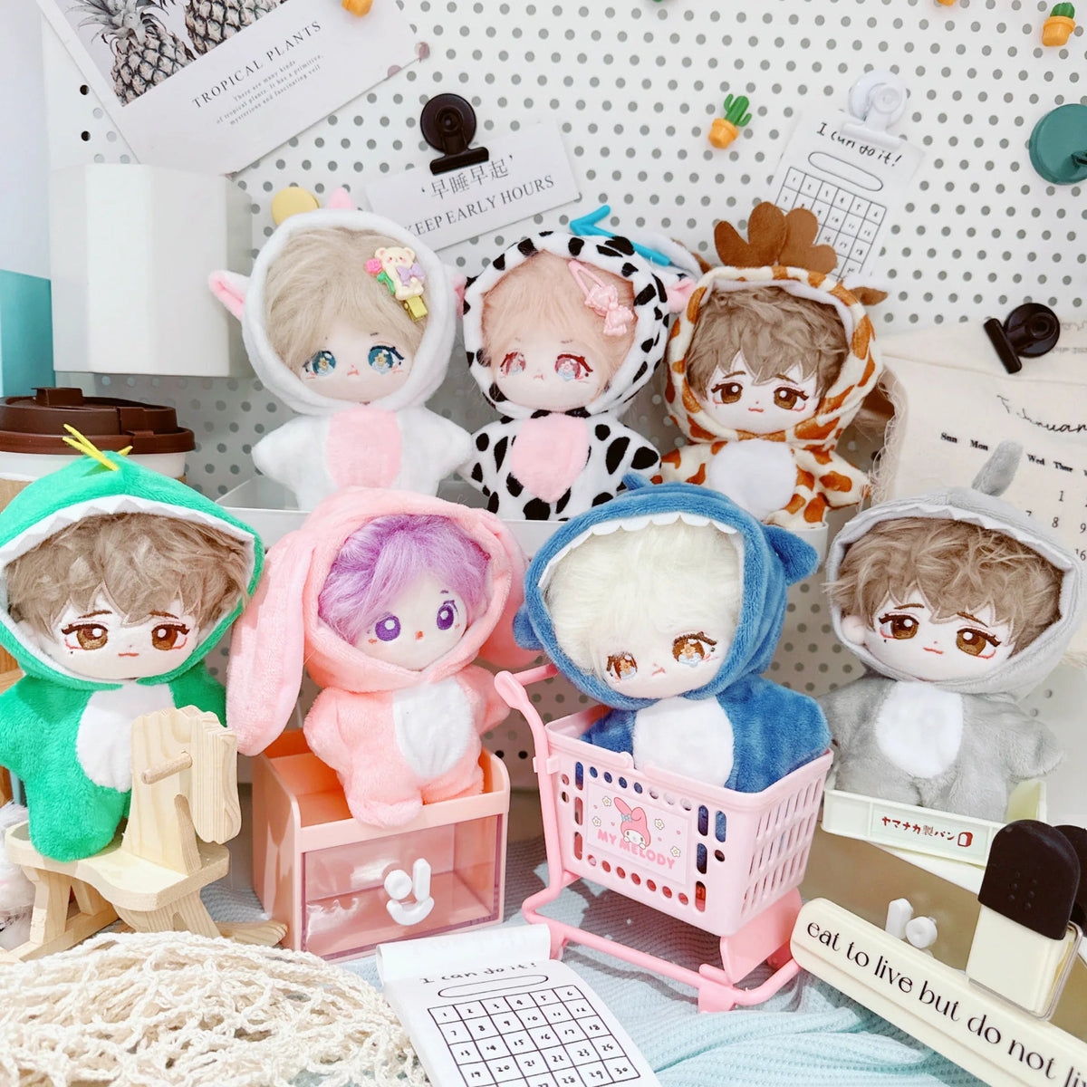 10cm Kawaii Animals Unicorn Bunny Coat Suit Mini Idol Soft Cotton Doll DIY Clothes Accessory for Girls Fans Collection Gifts