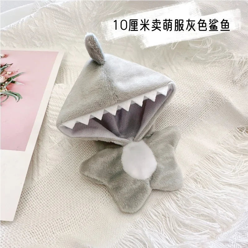 10cm Kawaii Animals Unicorn Bunny Coat Suit Mini Idol Soft Cotton Doll DIY Clothes Accessory for Girls Fans Collection Gifts gray shark / fit 10cm doll