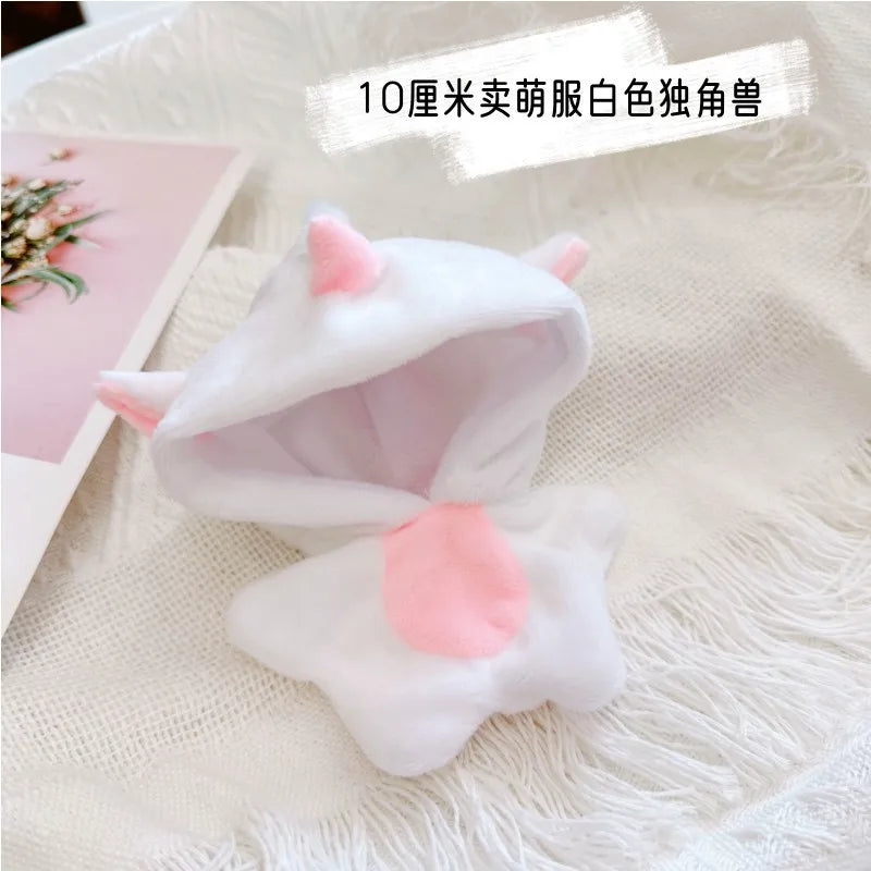 10cm Kawaii Animals Unicorn Bunny Coat Suit Mini Idol Soft Cotton Doll DIY Clothes Accessory for Girls Fans Collection Gifts unicorn / fit 10cm doll
