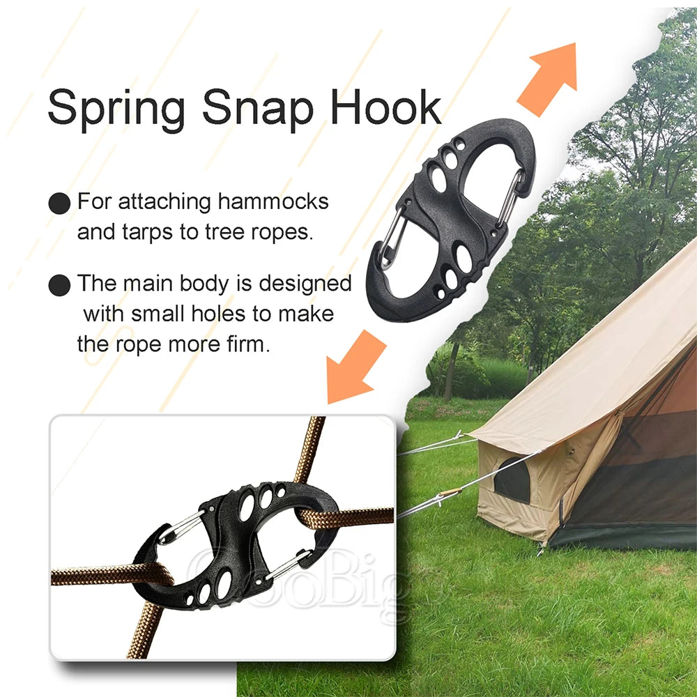 10pc Plastic Snap Hook Spring Buckle Carabiner Clips - Outdoor DIY Accessories